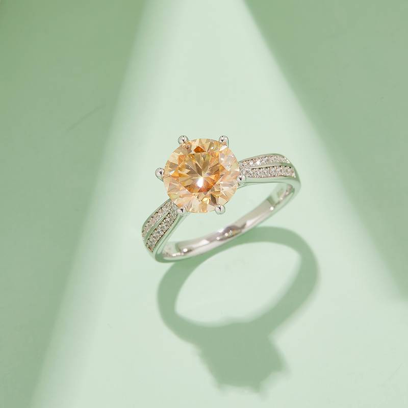 星光皇后S925银镀白金MoissaniteWomen's Ring3.0ctD级